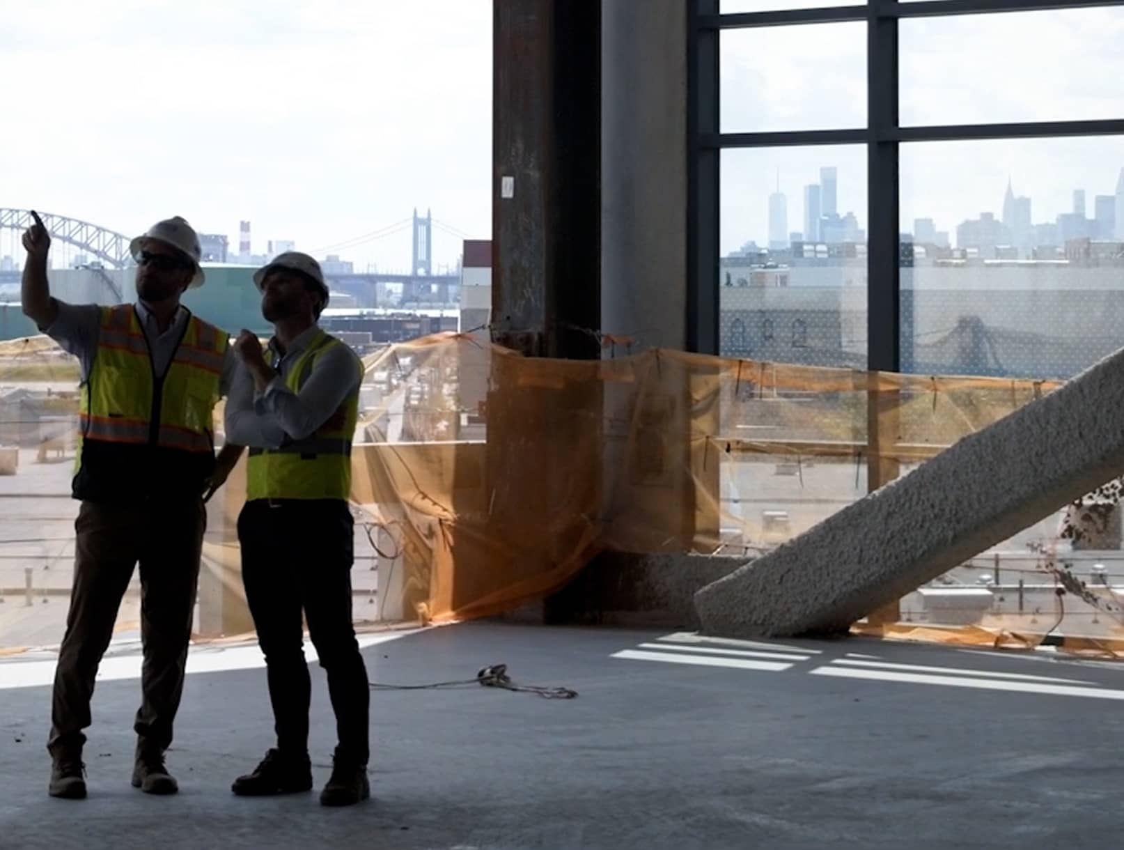 Two team members on the construction site.
